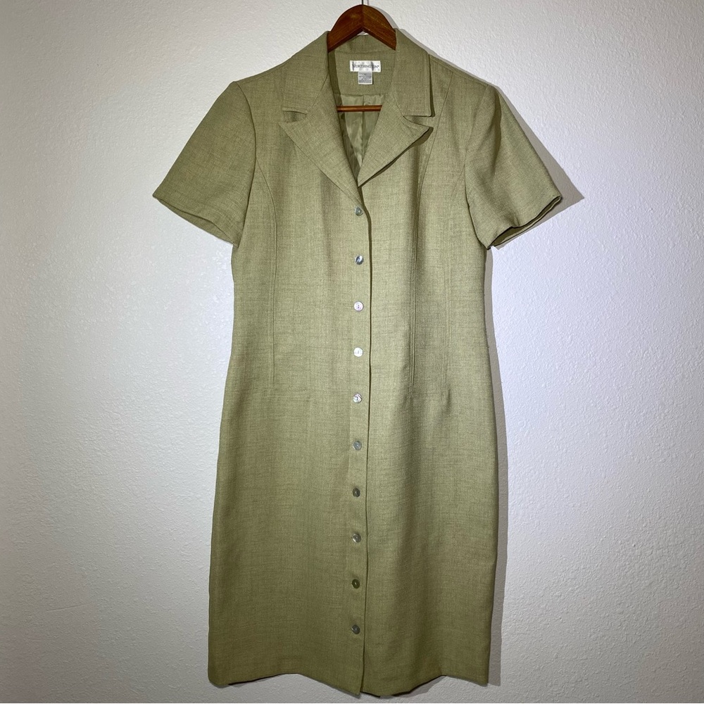 Vintage Worthington Short Sleeve Button-up Dress with Shoulder Pads Womens Sz 12